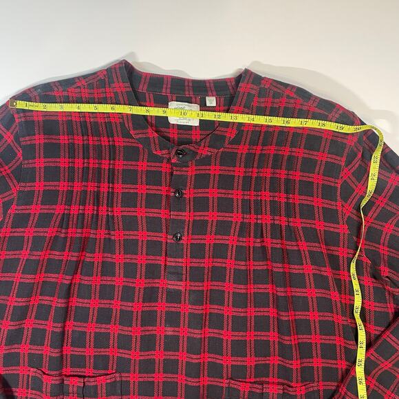 Ellen Orton 2X Plaid Cotton Henley Tunic Red Black Long Sleeve Pockets Cozy Top - Picture 4 of 11